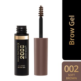 Max Factor 2000 Calorie Volumising Brow Sculpt Gel, Long-Lasting, Plumped & Fuller-Looking Brows, Waterproof, Smudge-Proof, Shapes & Intensifies, 002 Soft Brown, 4.5ml