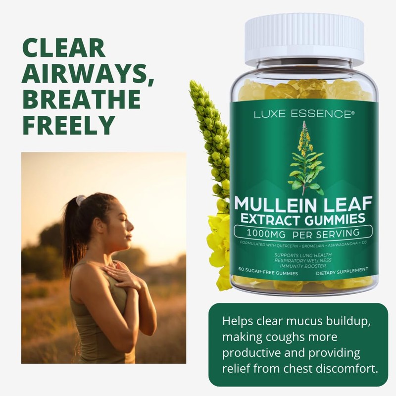 Mullein Gummies for Respiratory Wellness | 1000mg Per Serving |