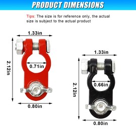 UHANBUT Car Battery Terminal Color Coded Clamps Connectors, Vehicle Negative & Positive Battery Cable Terminals with Felt Fiber Washers, Car Top Post Terminal Ends for Truck Marine Boat