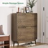 Algherohein Shoe Storage Cabinet with Hand-Carved Raised Embossed 2 Flip