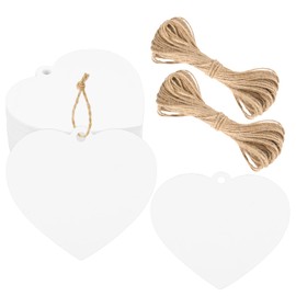 G2PLUS 100Pcs White Heart Gift Tags, Heart Shaped Gift Tags, 2.5x2.2 in Blank Paper Hanging Labels Name Tag with String for Valentine's Day, Wedding, Christmas Party Favors