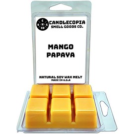 Candlecopia Mango Papaya Strongly Scented Hand Poured Vegan Wax Melts, 12 Scented Wax Cubes, 6.4 Ounces in 2 x 6-Packs
