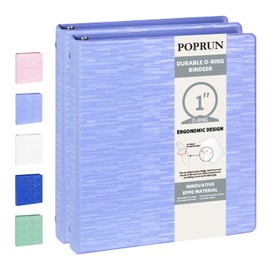 POPRUN 3 Ring Binder 1 Inch, PVC-Free, Holds 175 Sheets of 8.5 x 11 Paper, Extra Durable Organizer with 2 Pockets for School & Office, Heavy-Duty, 2 Pack, Cornflower Purple