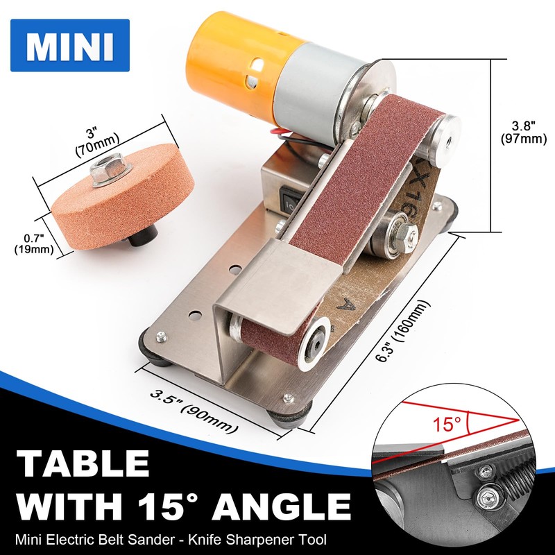 SI FANG Electric Mini Belt-Sander Knife Sharpener, 7 Speeds Portable