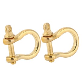 2 Set Anchor Shackles Pure Brass U-Type Chain Shackle Screw Pin Bow Shackle Key Ring Hook Golden Connection Buckle