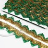 Length15 Yards，Width 4cm/1.57Inch, Gold & Green Sequins Lace Trim Craft