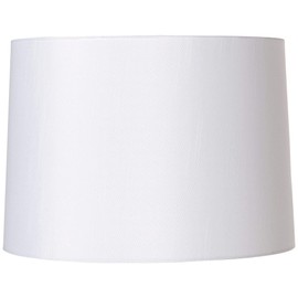 White Fabric Medium Hardback Lamp Shade 13" Top x 14" Bottom x 10" High (Spider) Replacement with Harp and Finial - Brentwood