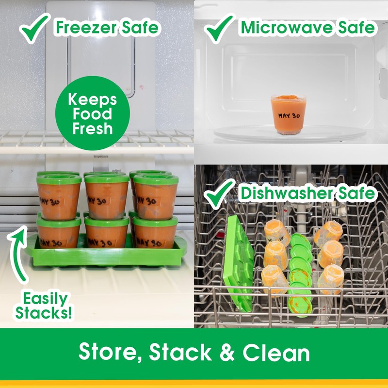 Baby Food Storage Containers w Write What You Want Lids