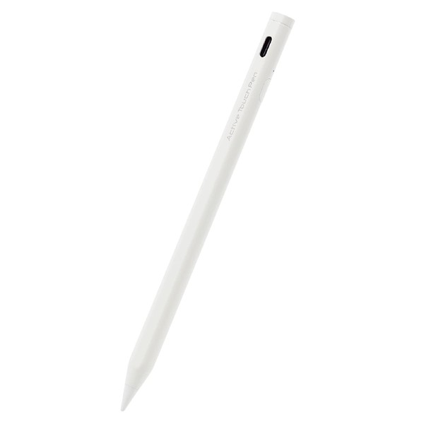 Elecom P-TPACSTAP02WH Stylus Rechargeable, For iPads, Palm Rejection, Tilt Detection,