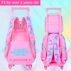 FTJCF 3Pcs Rolling Backpack for Girls, Kids Roller School Backpack