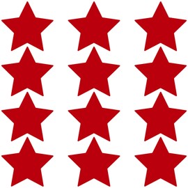 LiteMark Durable Gloss Finish Red 4 Inch Star Decal Stickers, for Floors, Ceilings, Walls, Laptops, and Smooth Surfaces, (Pack of 12 Stars)