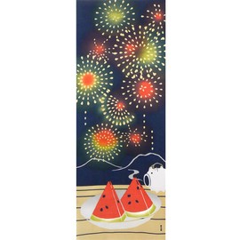 Hamamonyo Picture Tenugui Watermelon Fireworks
