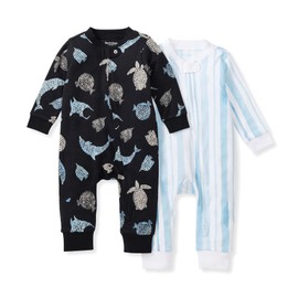 Burt's Bees Baby Boys Footless Pajamas, Sleep and Play Loose Fit, 100% Organic Cotton Soft One-piece PJs, Sizes NB to 6-9 Months