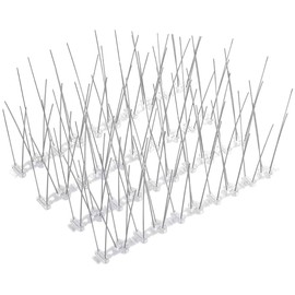 Aurnoet Bird Spikes Bird Deterrent Spikes for Small Bird and Squirrels, Pigeon Spikes with Plastic Base for Fence and Roof