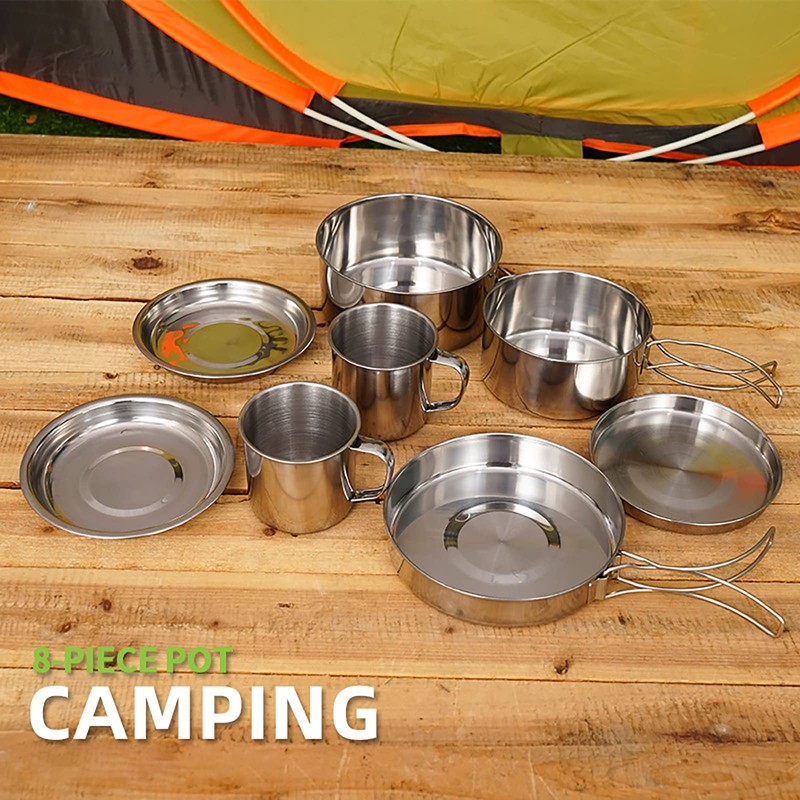 LHYSMYX Outdoor Stainless Steel Camping Cookware Set Portable Bowl Barbecue