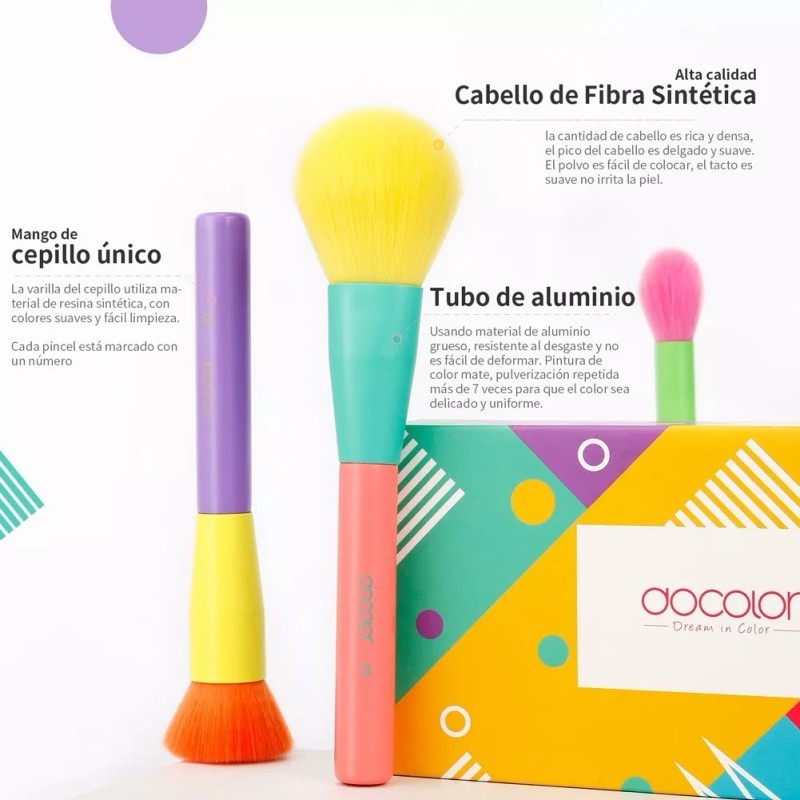 Docolor Brochas De Maquillaje Docolor Oficial, Juego De 15 Piezas