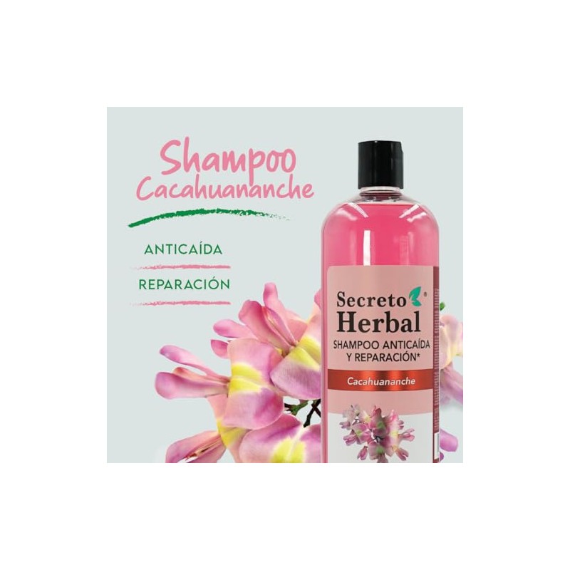 Shampoo de Cacahuananche, anticaída y reparación, Secreto Herbal. 1 litro