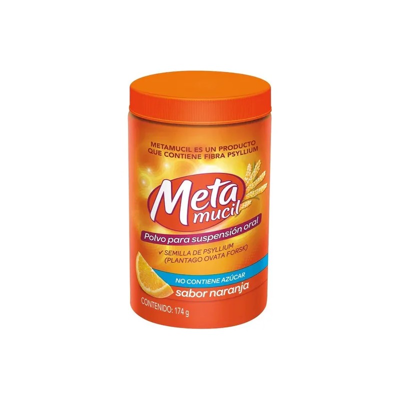 Metamucil Psyllium Plantago Digestión 174 G Sabor Naranja