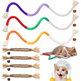 agogue Pack of 6 Catnip Sticks, Catnip Toy, Interactive Teething Rope, for Cats Dental Care and Against Bad Breath Cat Toy, Self-Employment, Interactive Cat Toy (Colour Random)