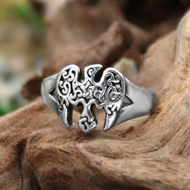 Dryad Design Celtic Raven Pentagram Toe Ring - 925 Sterling Silver Pentacle Jewelry
