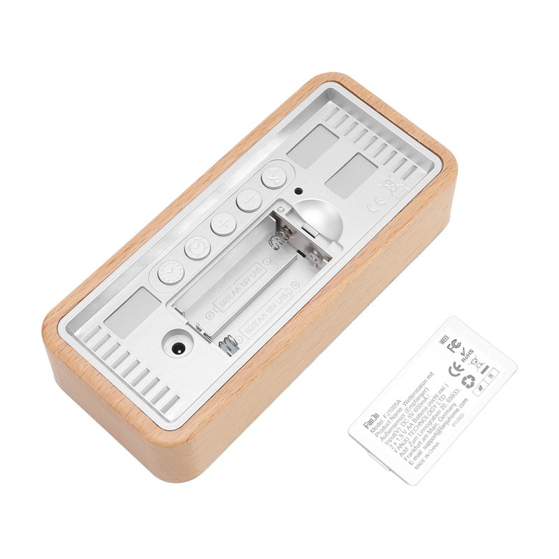 Digital Projection Alarm Clock VA HD Color Screen Wooden Weather