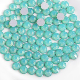 Beadsland 288pcs Flat Back Crystal Rhinestones Round Gems for Nail Art and Craft Glue Fix, Pacific Opal, SS30, 6.3-6.5mm