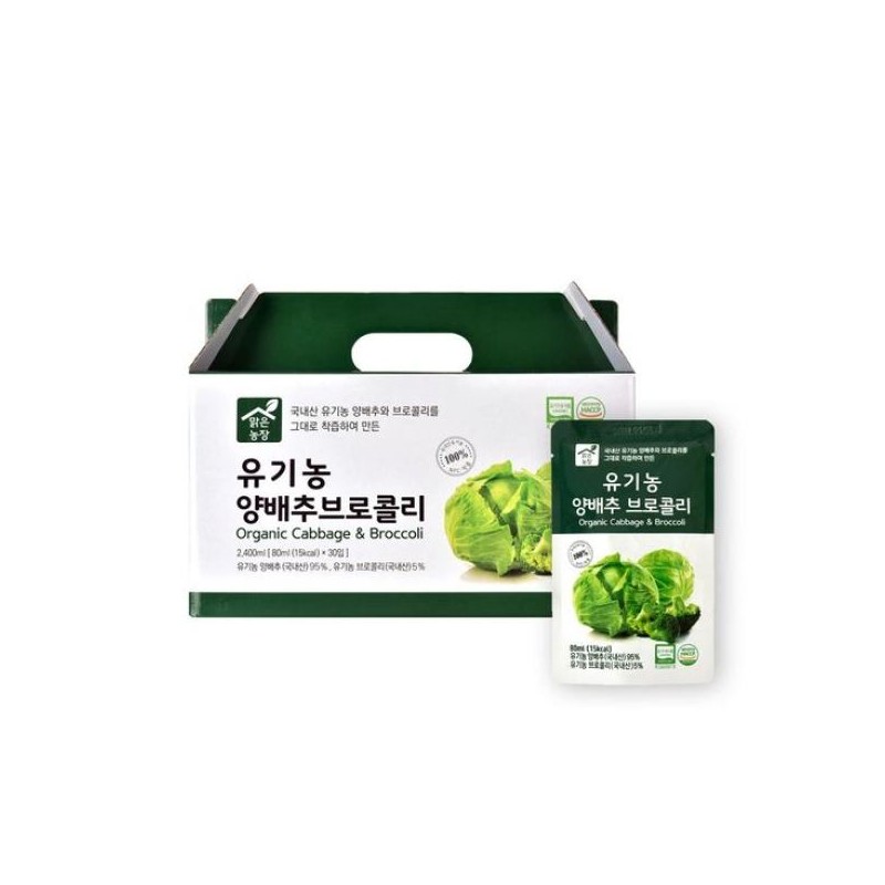 Malguneunongjang 맑은농장 유기농 양배추브로콜리 (80ml 30입 1박스) Clear Farm Organic