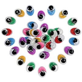 TOAOB 216pcs Plastic Wiggle Googly Eyes with Lashes Oval 14x16mm Assorted Colors Craft Sticker Eyes for DIY Arts Scrapbooking Decoration