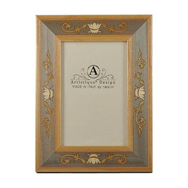 Beautiful and Elegant Carefully Hand Crafted Natalini Italian Wood 4 x 6" Picture Frame Luigi XIV Grigio Design Louis XIV GREY Earth Gray with Louis XIV inspired Detail Design Made in Italy Hand Made from Wood Veneer and Soft Velvet Backing Stylish and Posh Comes in a Window Type Gift Box AFGI46