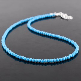 Natural Magnesite Howlite Gemstone Full Beaded Choker Necklace, Chakra Healing Crystals, Silver Plated Chain, Gift for Women, Birthday, Gemstones Jewelry, Statement Necklace 18 inch