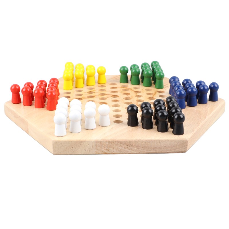 Chinese Checkers Set With Multiple Chess Pieces Wooden Board Interactive