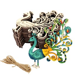30 Pack 4 Inch Wood Peacock Cutouts Unfinished Wood Peacock Crafts Wooden Peacock Hanging Ornaments DIY Peacock Craft Gift Tags for Home Party Decoration