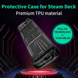 Funalot Adjustable Kickstand Case for Steam Deck 2022, TPU Protective Case, Full Protection, Shock-Absorption, Non-Slip & Anti-Collision, Black