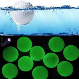 Aolowewin 10x Glow in The Dark & Floater Golf Balls, Luminous Float Balls, Glow Floating Practice Ball, Night & Water Golf Ball, Light Up for 20-30 Mins, with 1x UV Flashlight (10)