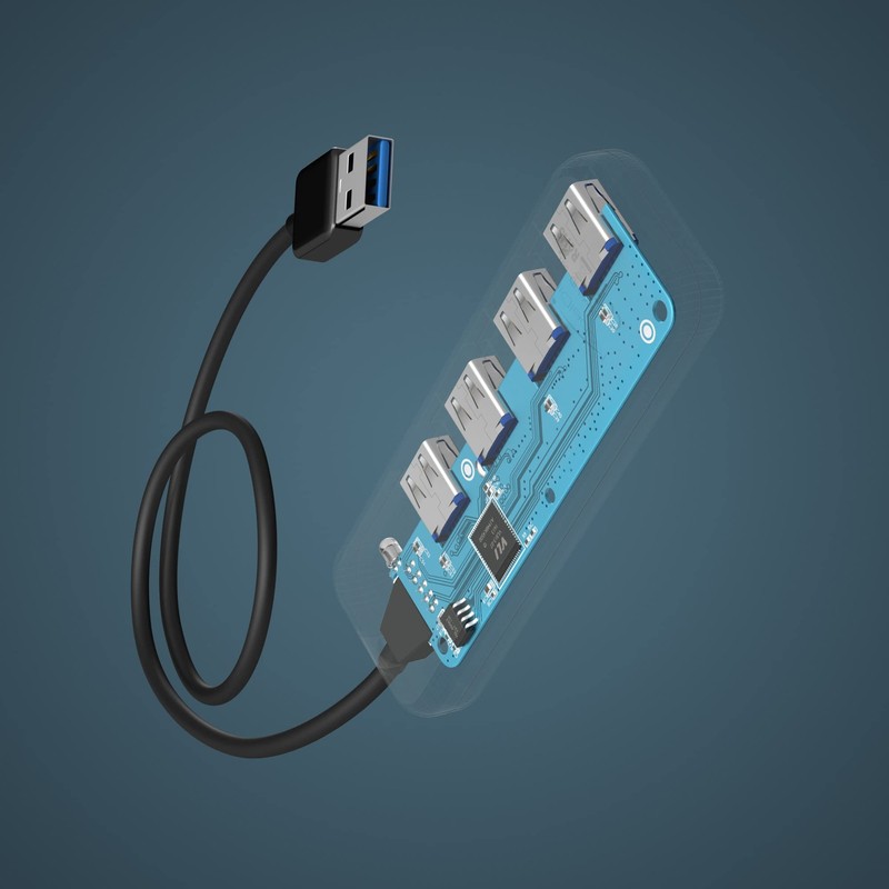KabelDirekt – USB-3.0-Hub 4-Port (Slim-Design, Plug & Play an PC/Notebook/Mac,