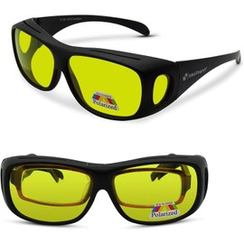 Saulmann® Polarised unisex anti-glare goggles - contrast outdoor and night driving glasses with UV protection against glare and anti-reflective coating - polarised glasses SM5776