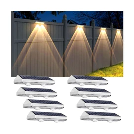 Solar Fence Lights Outdoor - 2700/4000/6000K 3 Modes, IP65 Waterproof Fence Solar Lights Outdoor, Fence Light Solar Powered for patio decor/Railing/Step and Wall - Unique Housewarming Gifts（8 Pack)