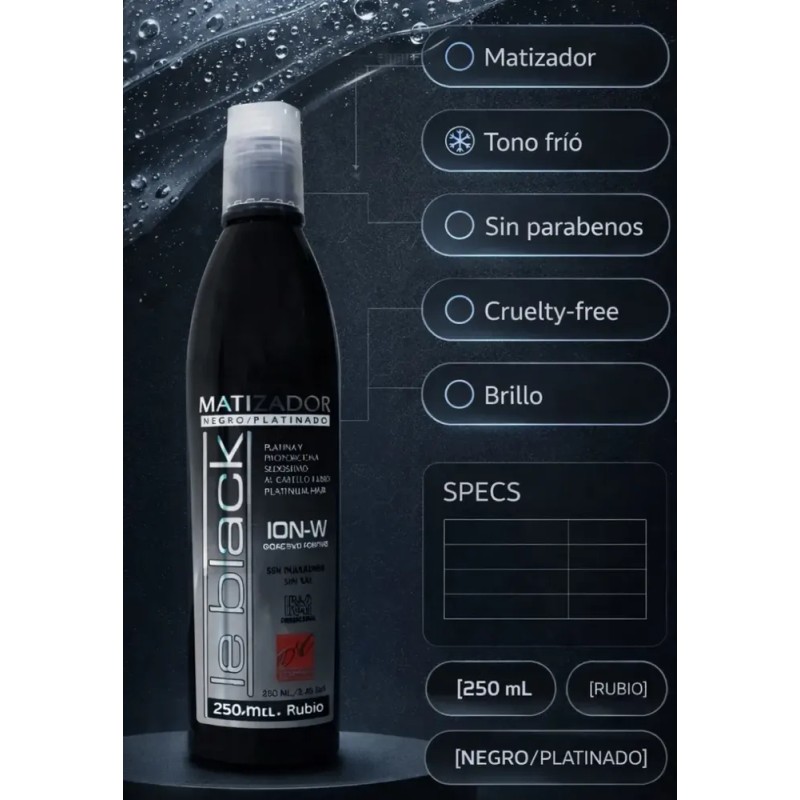 Shampoo Matizador Negro Para Cabello Platinado Sin Sal 250ml