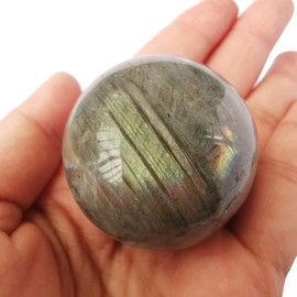 Lovionus89 40 mm Healing Crystal Ball Divination Sphere, Sculpture Home Decoration Fengshui Balls with Wooden Stand, Moonstone