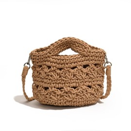 Harugio 2-Way Women's Bag Shoulder Bag, Handbag, Macrame, Woven Bag, Basket Bag, Small, Lightweight, Mini Shoulder Bag, Pochette, Pouch, Yukata, Kimono, Cross-body, Stylish, Cute, beige