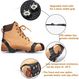 Nonazippy ice Cleats for Shoes and Boots crampons - ice Spikes for Boots Traction Cleats for Ice, Snow, and Outdoor Activities - Durable and Easy to Use (1, XL)