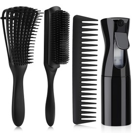 Juego de Cepillos para Desenredar el Cabello,4 Cepillos para Cabello Rizado  Incluyendo Cepillo Clásico 9 Filas,Peine Ancho el Tamaño,Cabello Rizado  