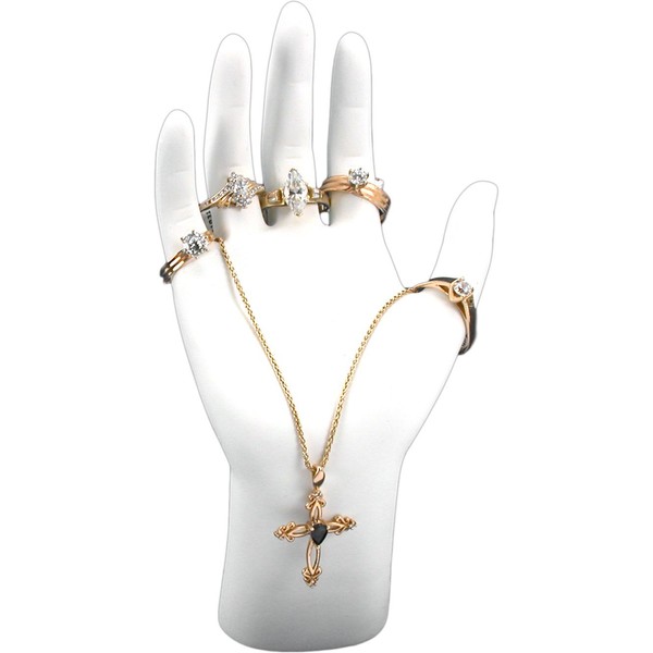 FindingKing White Elegant Hand Display Ring Bracelet Jewelry Stand 6.5"