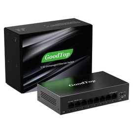 GoodTop 8 Port 2.5Gb Unmanaged Ethernet Switch with 10G SFP+,60Gbps Switching Capacity,Metal Fanless Multi-Gigabit Home Lab Setup Network Switch