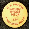 H.S. POTTER - 3.5% NATURAL WHOLD MILK - MILK BOTTLE CAP-  42mm