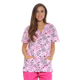 Just Love Women's Scrub Tops / Scrubs - Extra Small - Pink Flower,Pink Flower,X-Small