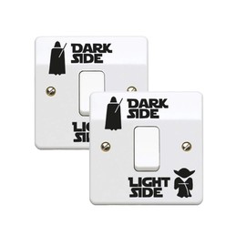StickerDeen | Dark Side Light Side Light Switch Vinyl Decal Sticker (Kids Room, Man Cave, Home, Boys, Girls, Children, Adults) - UK Made (Black) (Pack of 2)