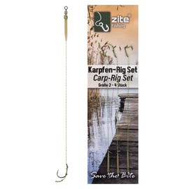 Zite Fishing Carp Rigs Set | Carp Leader Hook Size 2-8 | 4 Packs | Hair Assembly for Boilies Carp Fishing | Tied Braided Line | Ready2Fish Hair Rigs with Carp Hooks & Swivels (2)
