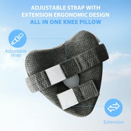 Knee Pillow for Sleeping on Side,Leg Pillow with Adjustable Strap-White