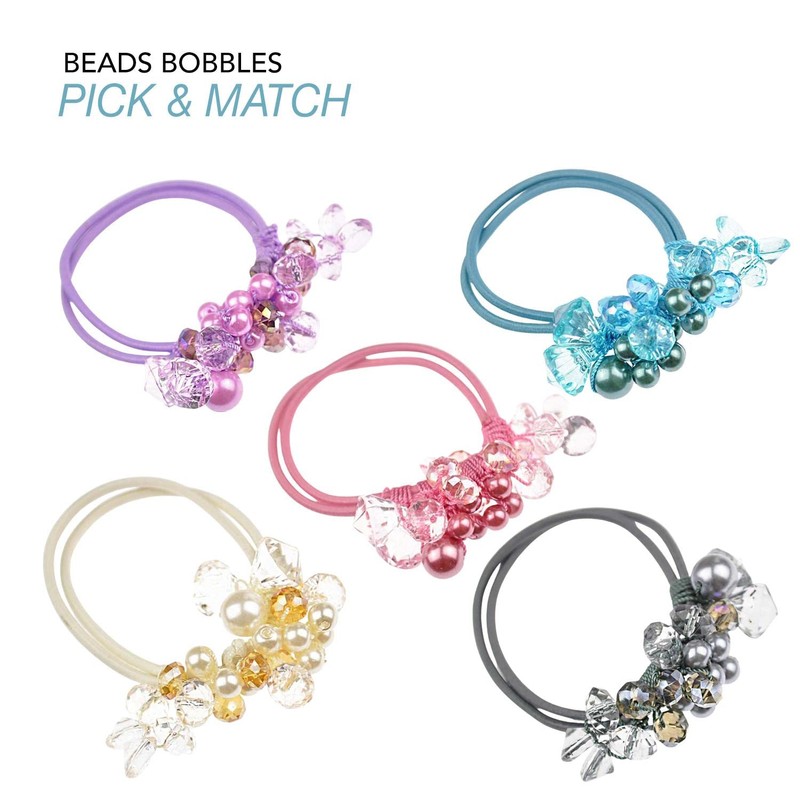 BasicSense Beads Double Elastic Bobbles Ponytail Holder Hair Ties Band